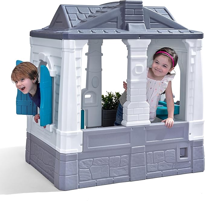 Step2 Neat & Tidy Cottage Kids Playhouse, Indoor and Outdoor Playset, Interactive Sounds, Toddlers 1.5+ Years Old, Easy to Assemble, Grey