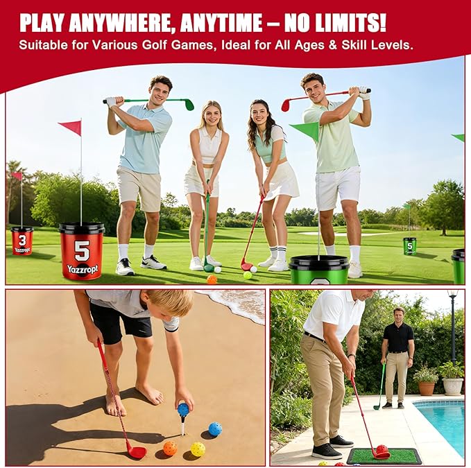 2 Pack Backyard Golf Clubs Adjustable Telescopic 18-38 Inch Aluminum Alloy Shafts Oversized Forgiving Heads Chipping Sticks for Indoor Outdoor Yard Games Works with Plastic or Foam Balls