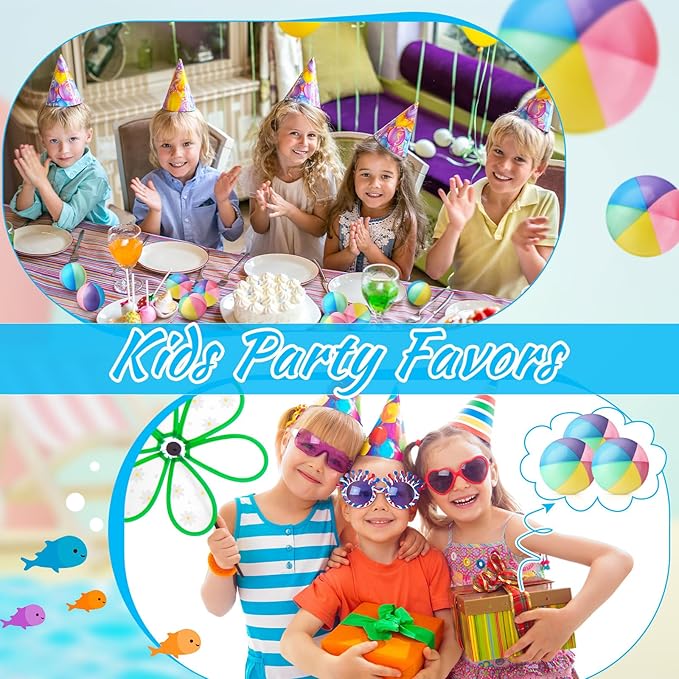 Jerify 24 Pcs Mini Beach Stress Balls 2.5 Inch Foam PU Relief Stress Ball Mini Rainbow Blow up Beach Balls Toys for Girls Boys Birthday Beach Hawaiian Party Favors Summer Pool Games(Rainbow Color)