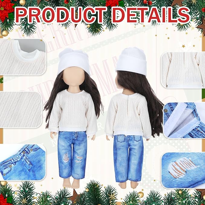 Bencailor 6 Pcs Doll Clothes Doll Accessories Include Sweater Pants Shoes Hat for Birthday Gift(Classic,18 Inch)