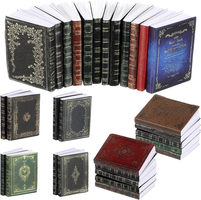 Miniatures Dollhouse Books 30 PCS 1:12 Scale Assorted Colorful Tiny Books for Dollhouse Accessories Classic Pattern Mini Brands Book Doll House Model Accessories for Dollhouses Decoration