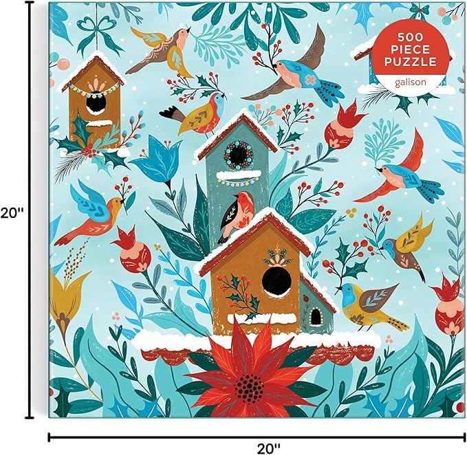 Galison Winter Perch 500 Piece Puzzle from Galison - 20" x 20" Winter Themed Puzzle That is Perfect for The Holidays, Colorful Artwork, Thick and Sturdy Pieces, Makes a Wonderful Gift!