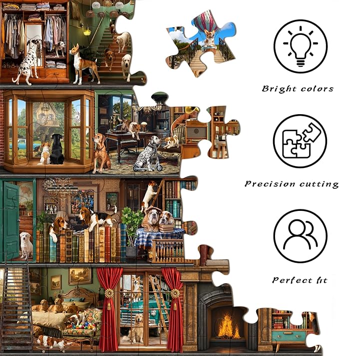 HUADADA Puzzles for Adults 1000 Pieces,Dog Theater Difficult Puzzles for Adults,1000 Piece Puzzle for Adults ‌Family Interactive Game Gift