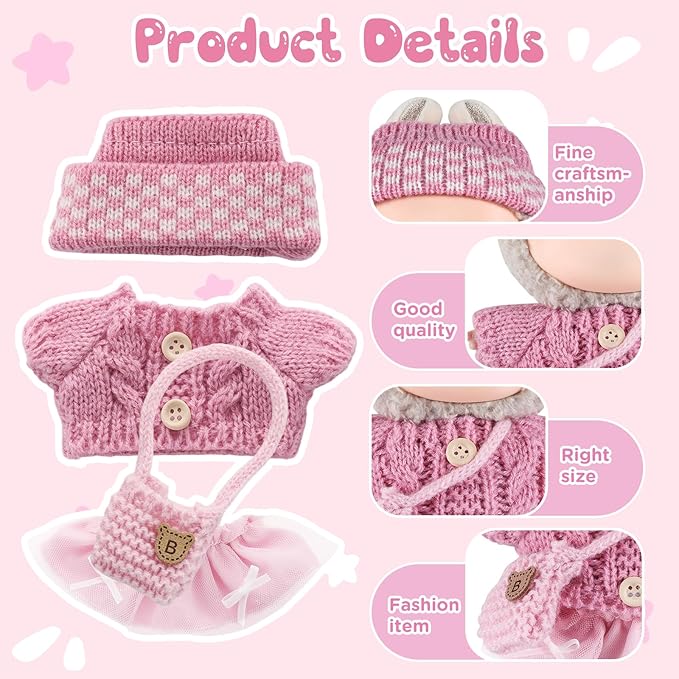 GAGAKU 17cm Doll Clothes Outfit Set, 6.7 inch Mini Dolls Stylish Dress-Up Replacement Clothing, Collectible Accessories, Doll Not Included - Pink Style