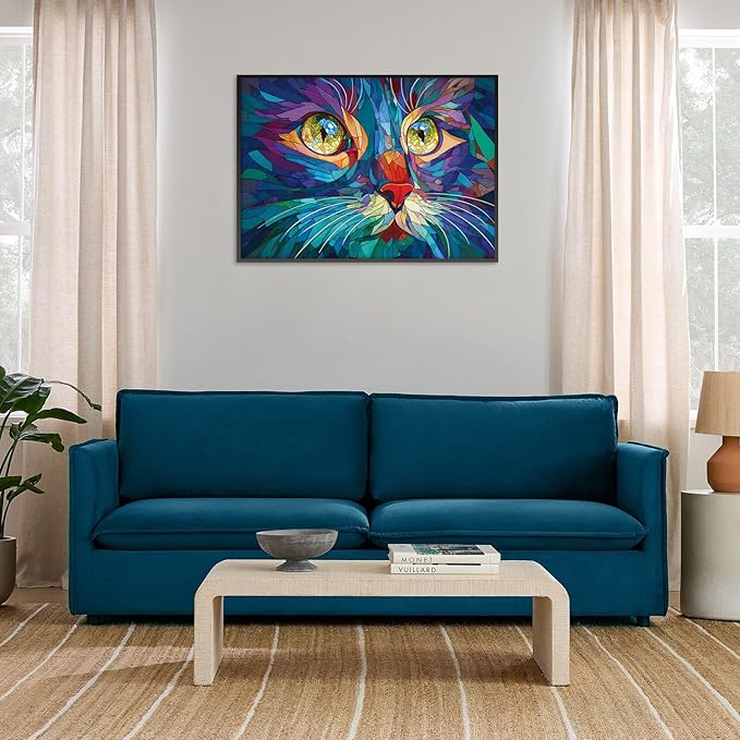 Rocorose Stained Glass Cat Jigsaw Puzzle for Adults, 1000 Pieces Pretty Kitten Art Puzzles Challenging Cute Colorful Animal Puzzle for Game Nights Home Decor
