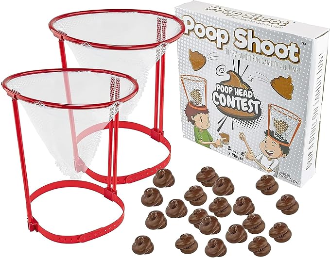 Fairly Odd Novelties Poop Shoot! Head Hoop Game – Hilarious Poop Emoji Toss Game for Family & Friends, Fun White Elephant Gag Gift
