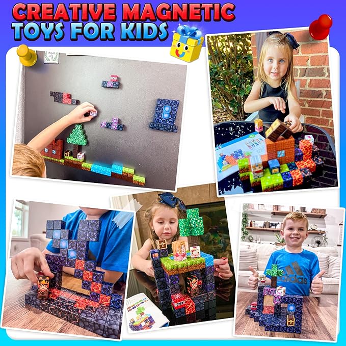 Magnetic Blocks - Build Mine 3D Magworld Forest Lava Set, STEM Magnetic Building Blocks for Kids Ages 4-6 6-8 8-12, Educational Sensory Toys for Toddlers, Birthday Gifts for 3+ Years Old Boys & Girls