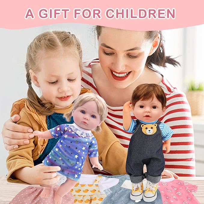 Alive Girl Doll Clothes - 12 Inch Dolls Clothes, 6 Different Dress Set Includes 4 Baby Dolls Dress 2 Jumpsuit, Princess Costume Dresses Decorative Accessories Fits All 12 inches Girls Doll, Girl Gift