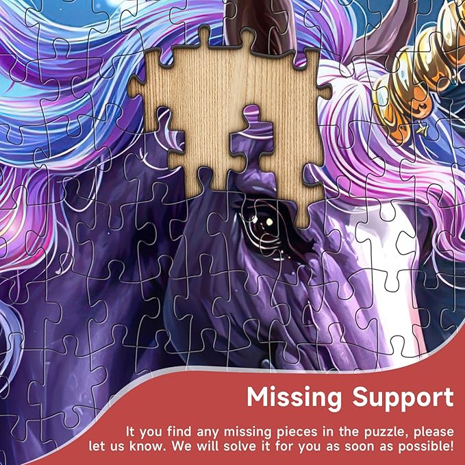 Majestic Purple Winged Unicorn 1000 Piece Jigsaw Puzzle for Adults - Fantasy Pegasus with Golden Horn & Storm Sky, Poster & Lettered Back, 22.8" Square HD Quality, Gift for Unicorn Lovers
