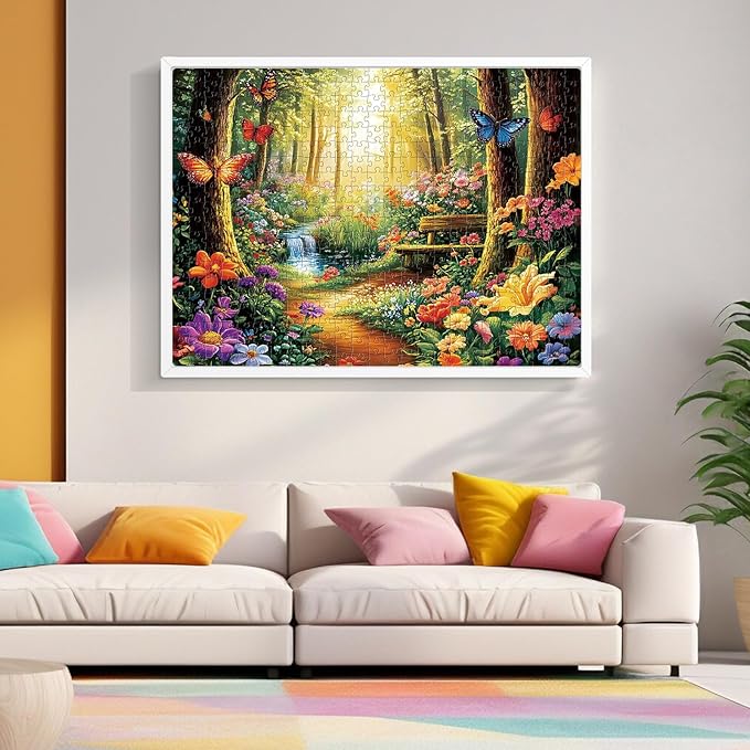 500 Piece Jigsaw Puzzle for Adults, Forest Butterfly Jigsaw Puzzle 500 Piece Forest Jigsaw Puzzles for Adult Butterfly Puzzles for Adults - Challenging Family Activity Gift 20.5 x 15 Inch