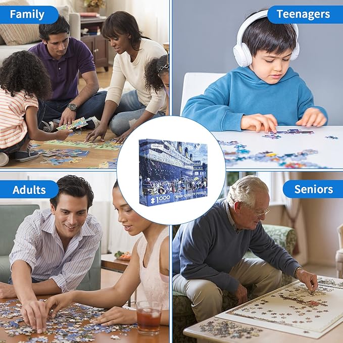 1000 Pieces Jigsaw Puzzles for Adults R.M.S. Titanic Puzzles Cruise Ship Oil Painting Jigsaw Puzzle Challenging Puzzles Intellectual Educational Game Toys for Kids Teens
