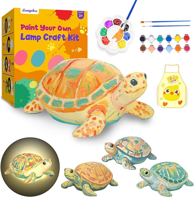 Paint Your Own Turtle Lamp Kit, Arts and Crafts for Kids Ages 8-12, Arts and Crafts for Kids 4-6, DIY Turtle Gifts for 10 Year Old Girl, Art Supplies for Girls Boys Birthday Ages 3 4 5 6 7 8 9 10 11+