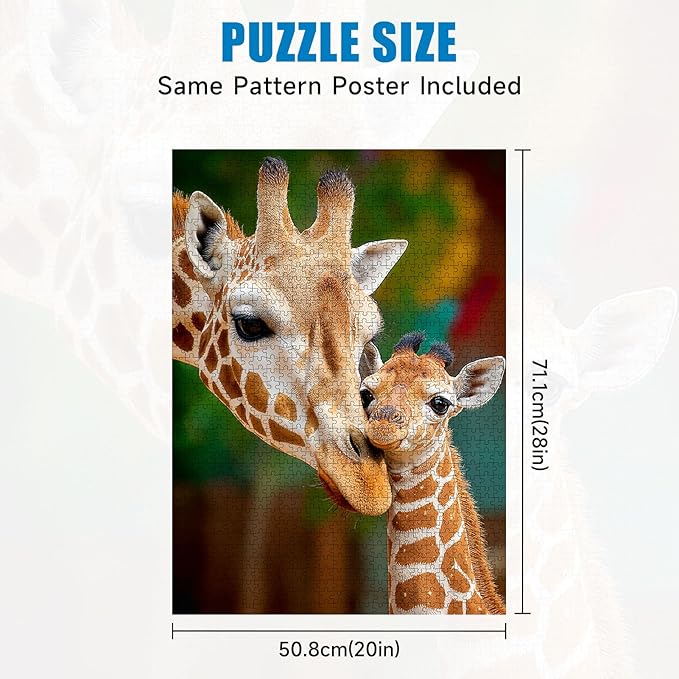 1000 Piece Jigsaw Puzzle for Adults - Cozy Giraffe Animal Pattern Puzzle for Adults, Back with Letters for Easy Sorting, Ideal for Home Decor & Puzzle Lover Gifts