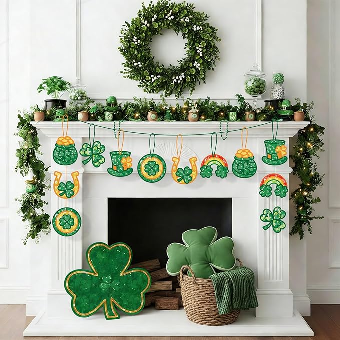 Feifeiya 24 Sets St. Patrick's Day Suncatchers Craft Kit for Kids DIY Shamrock Tissue Paper Sign Art Craft Kit Gift for Irish Saint Patrick Classroom Game Activities March Holiday Party Decor