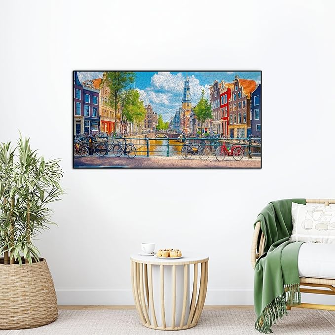 Bimkole Amster Canal Puzzles for Adults 1000 Pieces, Architecture Paper Jigsaw Puzzle 1000 Pieces - Fun and Challenging Family Decoration Puzzle Great Gift Idea, Finished Size is 31.5 x 16.14 in