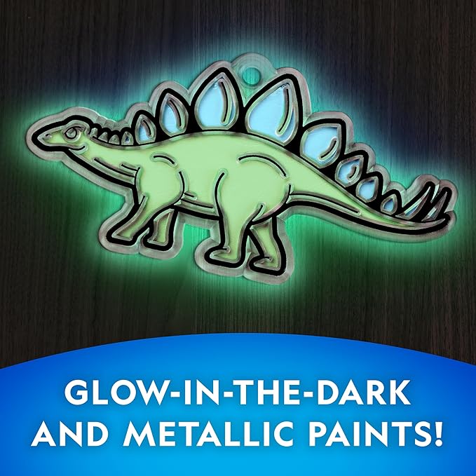 National Geographic Kids Stained Glass Kit - Glow in The Dark Dinosaur Toys, Kids Arts and Crafts Set, Window Sun Catchers, Kid Crafts Ages 4-8, Window Art Craft Kit, Suncatcher