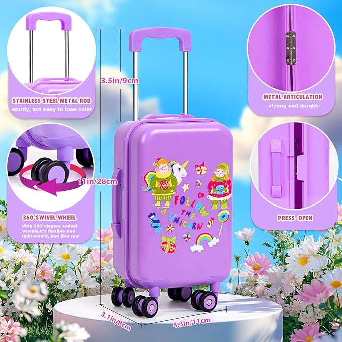 WONDOLL 18-inch-Doll-Clothes and Accessories -Travel-Suitcase Luggage, Clothes and Shoes, Handbag, Berets,Passport, Notebook, Travel Gear Play Sets(No Doll)