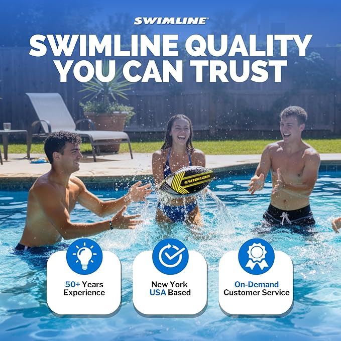 SWIMLINE Neoprene Pool & Beach Accessory for Active Group Play, Backyard Games, and Water Sports – Waterproof Soft Football, Black & Yellow, 10.5"