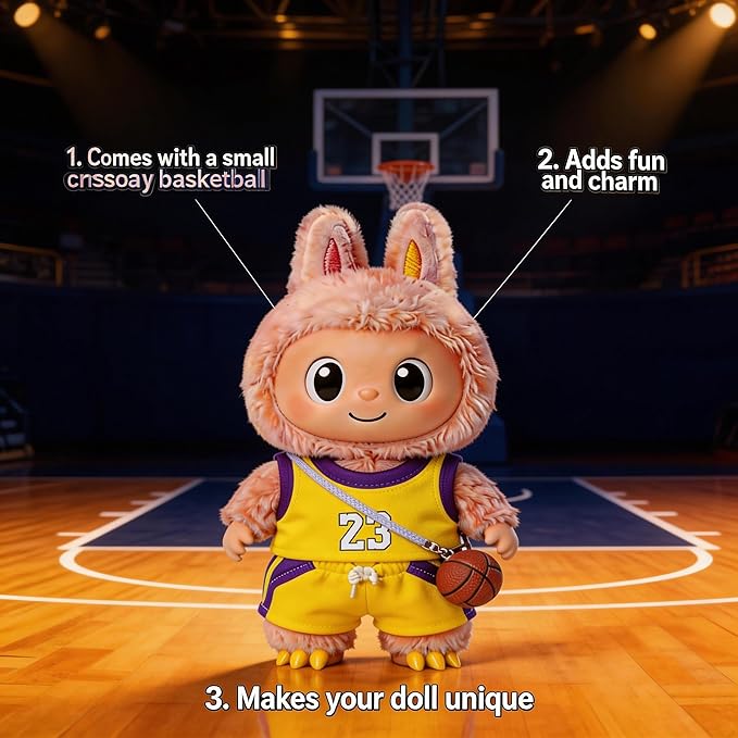Sports-Themed Basketball Football 3-Piece Set,is Suitable for a 17cm Dolls, Dolls Clothing Accessories ( No Dolls )(NO.23 -Yellow)