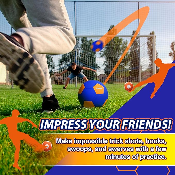 Kickerball - Curve and Swerve Soccer Ball/Football Toy - Kick Like The Pros, Great Gift for Boys and Girls - Perfect for Outdoor & Indoor Match or Game