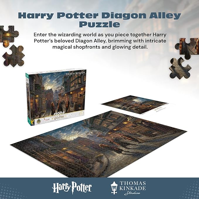 Ceaco - Thomas Kinkade Studios Harry Potter Diagon Alley 1500 Piece Jigsaw Puzzle with Bonus Poster