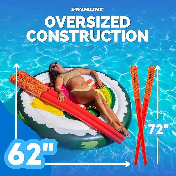 SWIMLINE ORIGINAL Sushi & Chopsticks Set Pool Float – Durable Vinyl Lounger for Adults & Teens – Fun Pool Float for Lake, Beach, or Backyard – Easy to Inflate and Store
