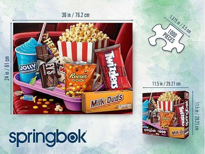 Springbok Movie Night Treats 1000 Piece Jigsaw Puzzle for Adults - Poster Now Included - Hershey's Snacks - Unique Cut Pieces - Made in USA