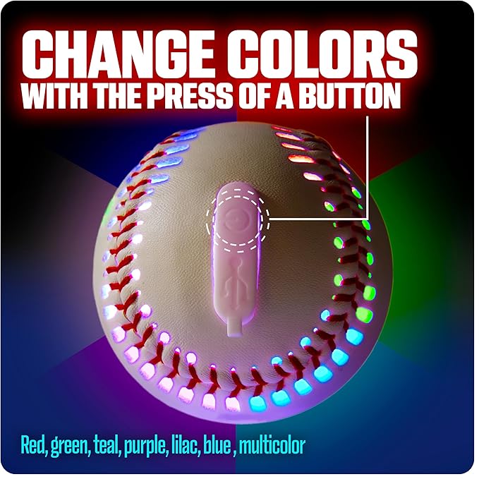 GlowCity Premium Leather LED Rechargeable Light-Up Baseball - Illuminate the Game - Nighttime Fun and Play - Sports Stuff & Gadgets for Kids Age 8 Years Old and Up - Catch Only