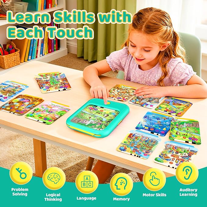 Kids Learning Tablet Bilingual, Educational Learning Toys for Toddlers 3-5 Year Olds, with 2000+ Words and Games, Autism Sensory and Speech Therapy Toys, 3 4 5 6 Year Old Boy Girl Birthday Gift(Green)