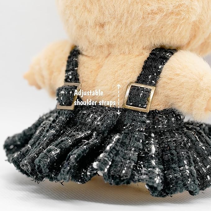 17cm Doll Clothes - Luxury Chic Style Set High-End Fashion Accessories - Premium Handmade Clothes 3 Piece Set Hat & White Bag & Dress Adjustable Doll Outfit (No Doll) - Black Hat Set