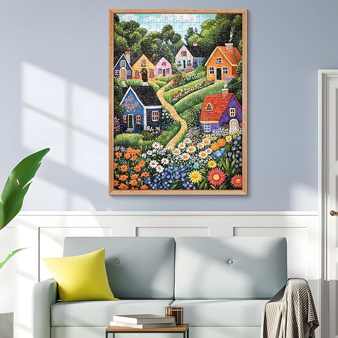 300 Piece Puzzles for Adults, Idyllic Village Jigsaw Puzzles, Blooming Garden 300 Piece Puzzle, Perfect for Family Time, Home Wall Decor, Great Gift for Adults, Kids, Seniors, 20.5 x 15 in