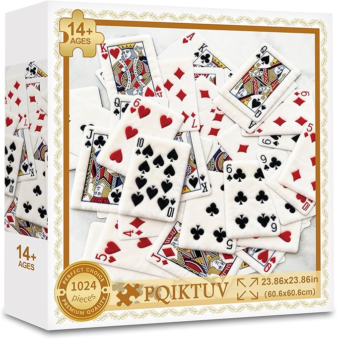 1024 Pieces Adult Puzzle, Plush Velvet Playing Cards Jigsaw Puzzles, Impossible Challenging Puzzle Family Home Decor, Funny Gift for Friends（23.86 x 23.86 inches）