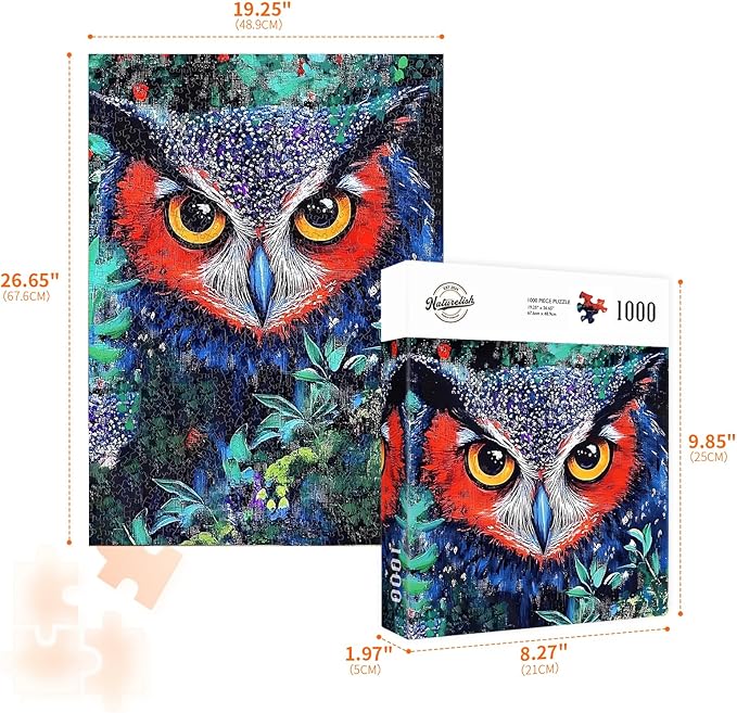 Jigsaw Puzzles for Adults 1000 Pieces, Animal Owl Birds Difficult Challenging Unique Puzzle for Game Night Family Home Decor, 20x27 Inches, Owl