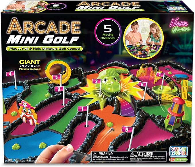Game Zone Arcade Mini Golf - Interactive Tabletop Mini Golf Game with 9 Holes and Moving Obstacles for 1-4 Players Ages 6+ - Perfect for Family Nights!