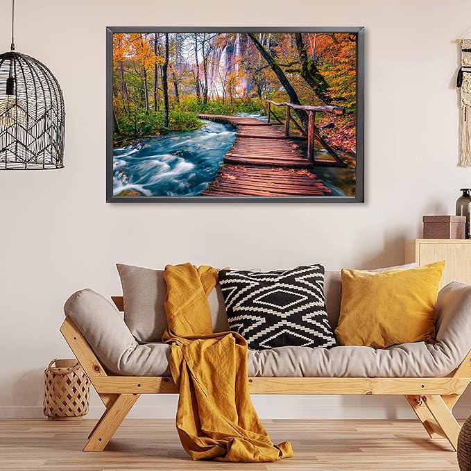 Jigsaw Puzzles for Adults, 2 Pack Puzzles for Adults 1000 Pieces, Yosemite National Park & Wooden Long Bridge in Plitvice National Park, Gifts for Women &Mom
