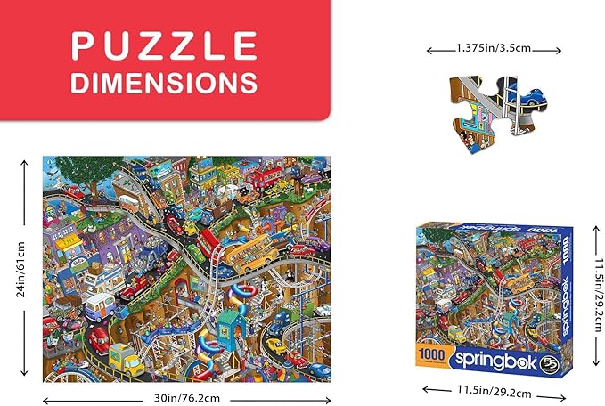Springbok - Getting Away - 1000 Piece Jigsaw Puzzle- Cartoon Illustration of Transportation to Challenge Your Brain