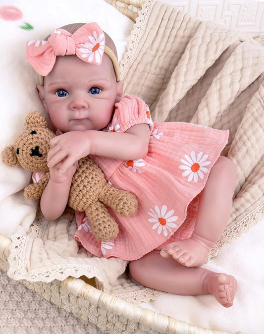 Aori Lifelike Reborn Baby Dolls Girl 20 inches - Realistic Newborn Doll with Soft Cloth Body and Feeding Toy Set, Gift for Seniors, Collectors and Kids 3+