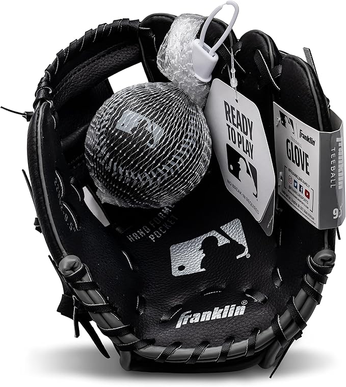 Franklin Sports Kids Baseball Gloves - RTP Youth Teeball Glove + Ball Set - Boys + Girls Teeball Mitt - Kids + Toddlers - 9.5"
