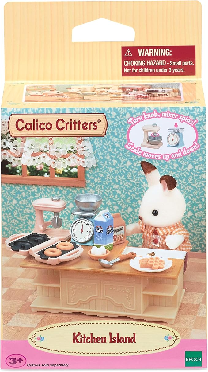 Calico Critters Kitchen Island - Toy Dollhouse Furniture and Accesories Set - Enhance Your Dollhouse with a Functional and Interactive Cooking Center
