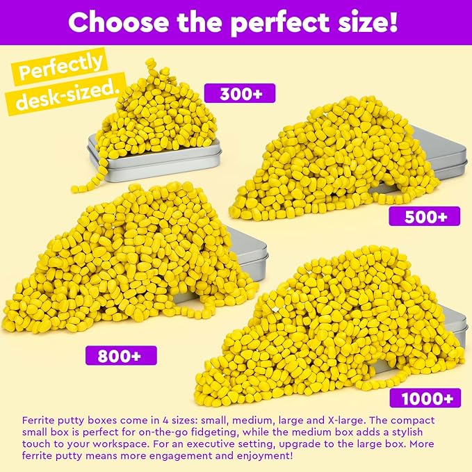 500+ Original Ferrite Putty Yellow, Sensory Stones, Adult Fidget Stress Relief Desk & Office Item, Ferrite Stones Stocking Stuffers Gifts