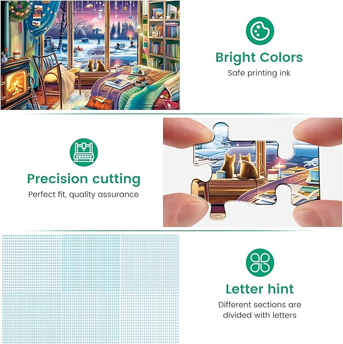 500 Pieces Puzzles for Adult Jigsaw Puzzle 500 Piece Puzzle Elderly Puzzles Snow Cat Puzzle Gift for Mom Dad Family Friend Family Activity Games Home Decor Wall Art 20.5x15IN
