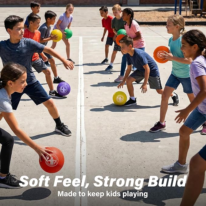 GoSports Inflatable Dodgeballs - Choose 5 Inch or 7 Inch No Sting Balls - Set of 6 Includes Ball Pump & Mesh Bag
