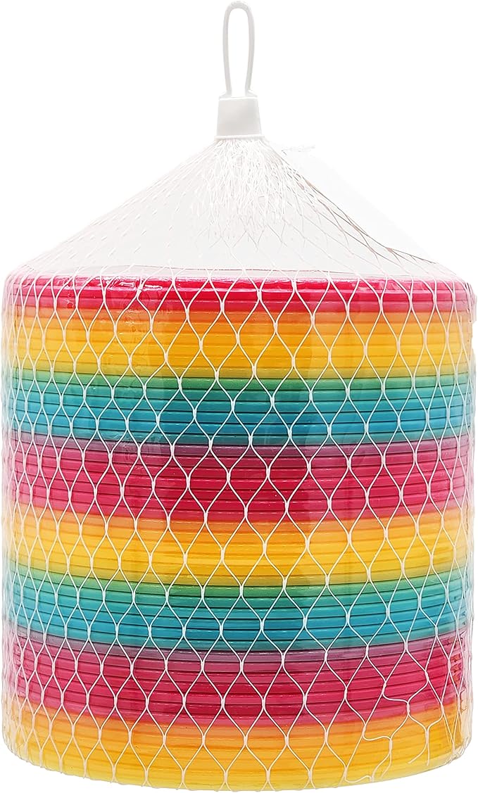 The Dreidel Company Jumbo Rainbow Plastic Coil Spring, Party Favor for Kids, Individually Wrapped, 6" (150mm) Spring (27-Pack)