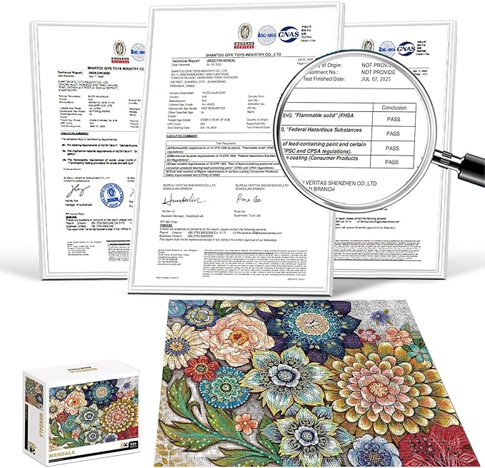 1000 Piece Jigsaw Puzzles for Adults Teens Kids - Fine Art Challenging, Mandala 1000Pcs Puzzle, Family Game Gift, Size 27"x20"