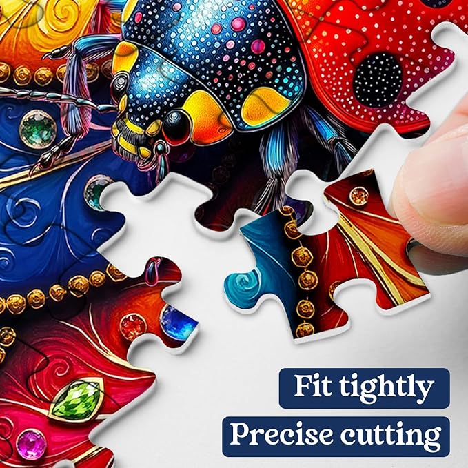 Colorful Beetle Puzzles for Adults 1000 Pieces, Nature Insect Jigsaw Puzzles, Vibrant Fantasy Ladybug Puzzle
