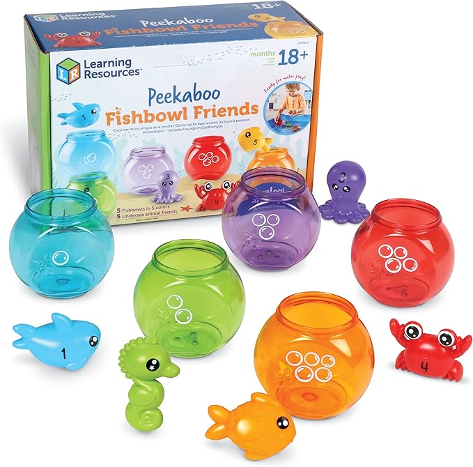 Learning Resources Peekaboo Fishbowl Friends - Counting and Fine Motor Skills, Water and Bathtub Toys, Toddler Games, Preschool Activities, Math Manipulatives, Gifts for Boys and Girls