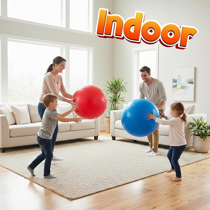 Jumbo 18-Inch Playground Balls (2 Pack, Red & Blue) - Giant Large Inflatable Rubber Kickball for Kids and Toddlers, Boys & Girls Backyard, Sports, Gym, Recess, Indoor & Outdoor Games w/Pump