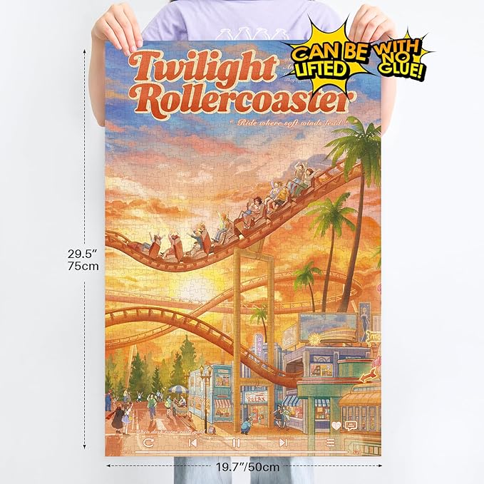 MOMIBOOK Puzzles for Adults 1000 Pieces Jigsaw Puzzles of Sunset Speedster, Painting Image Difficult Challenging Hard Impossible Puzzle Unique Funny Party Christmas Birthday Gifts