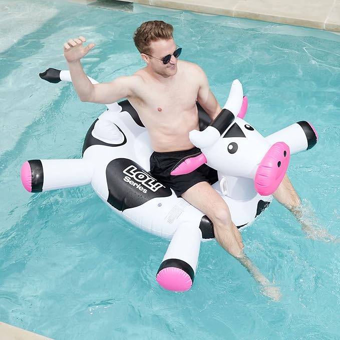 SWIMLINE ORIGINAL 90268 Giant Inflatable LOL Cow Pool Float | Fun Ride-On Raft with Stable Legs & Wings |Lounge Floatie Ideal for Summer Gatherings