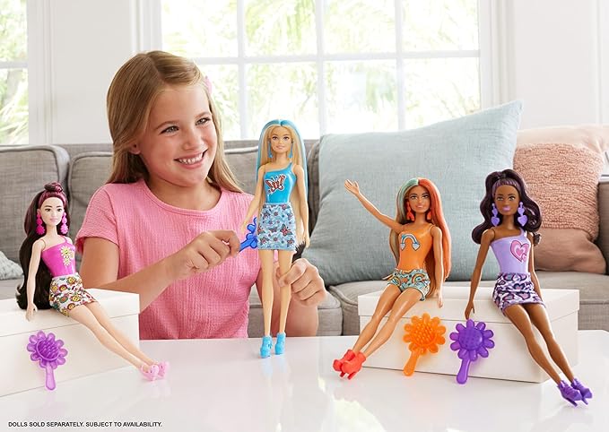 Barbie Color Reveal Doll & Accessories with 6 Unboxing Surprises, Rainbow-Inspired Series with Color-Change Bodice, 1960s Theme